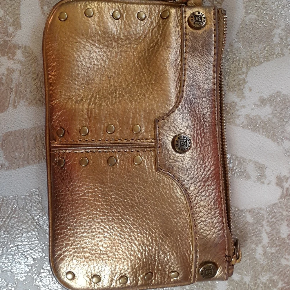 Michael Kors GOLD Leather‎ Wrist Pouch Coin Bag 9